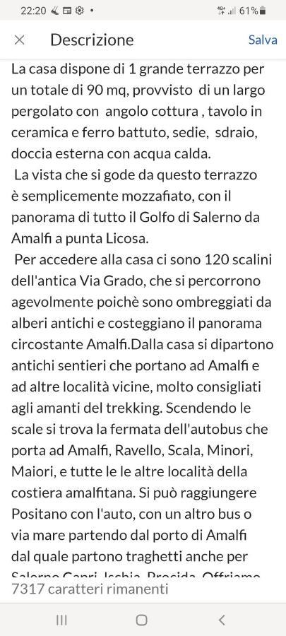 Villa La Casina Del Pennolo, Casa Stani 60 Mq. à Conca dei Marini Extérieur photo